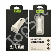 Автомобильная заряднаое устройство/АЗУ GOLF GF-C2 Car charger 2USB 2,1A Белый (АКЦИЯ) (-20%)