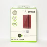 Внешний Аккумулятор (Power Bank) "Belkin" BK082 + кабель MicroUSB (B2B082RED) (Красный, 2 USB выхода 2,5+1А, 5200 мАч)
