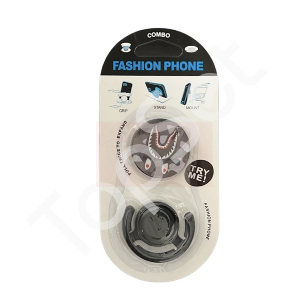 Автомобильный держатель Pop Socket Z568 (наклейка, челюсти) Черный