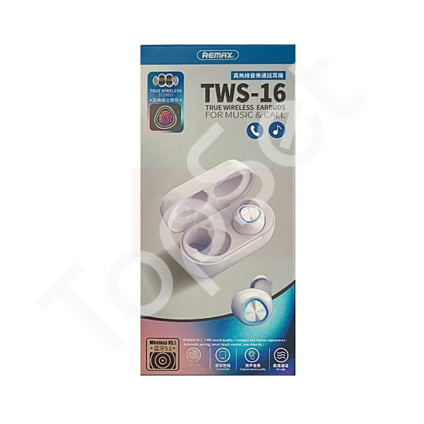 Беспроводные наушники Bluetooth Remax TWS-16 (вакуумные) Белый