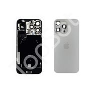 Задняя крышка iPhone 16 Pro Max в сборе со стеклом камеры Белый Титан (стекло, монолит, MagSafe, логотип) - ПРЕМИУМ