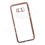 Силиконовый чехол "LP" Samsung Galaxy S8 Plus TPU (прозрачный с розовой хром рамкой) европакет