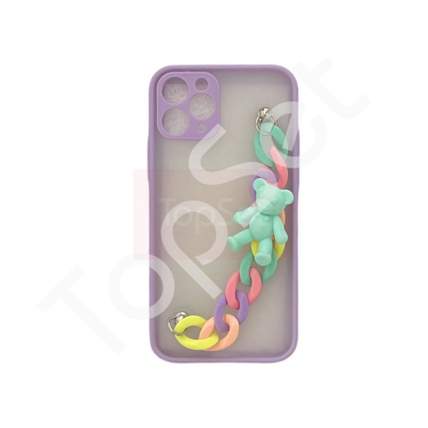 Чехол Teddy с цепочкой и мишкой iPhone 11 Pro Фиалка