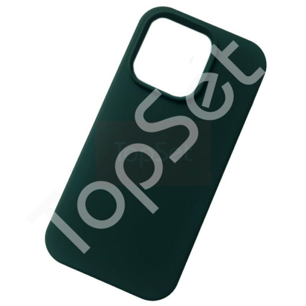 Чехол силиконовый iPhone 14 Pro/14Pro Silicone Case (с закрытым низом) Темно-зеленый