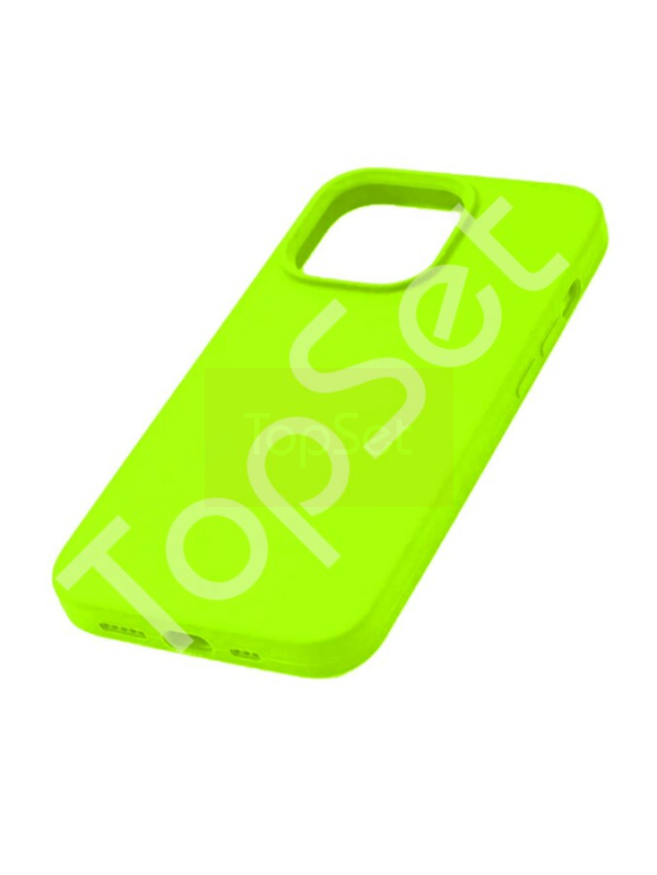 Чехол силиконовый iPhone 14 Silicone Case (с закрытым низом) Кислотно-салатовый