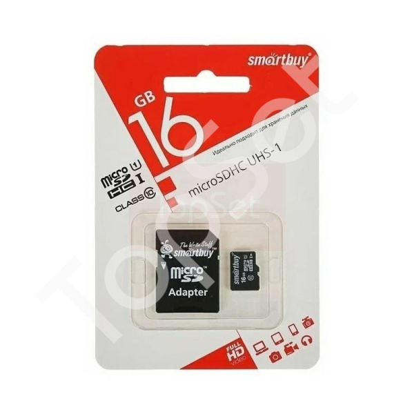 Карта памяти MicroSDHC 16GB Class 10 Smartbuy UHS-I + SD адаптер Карта памяти MicroSDHC 16GB Class 10 Smartbuy UHS-I + SD адаптер