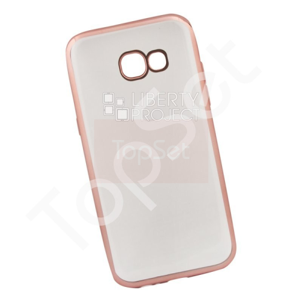 Силиконовый чехол "LP" Samsung Galaxy A5 2017 TPU (прозрачный с розовой хром рамкой) европакет