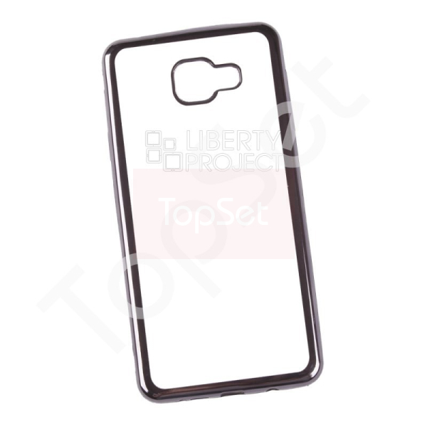 Силиконовый чехол "LP" Samsung Galaxy A7 2016 TPU (прозрачный с черной хром рамкой)