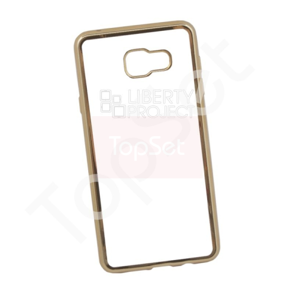 Силиконовый чехол "LP" Samsung Galaxy A7 2016 TPU (прозрачный с золотой хром рамкой)