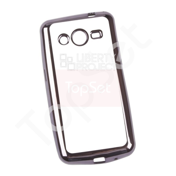 Силиконовый чехол "LP" Samsung Galaxy Core 2 TPU (прозрачный с черной хром рамкой) европакет