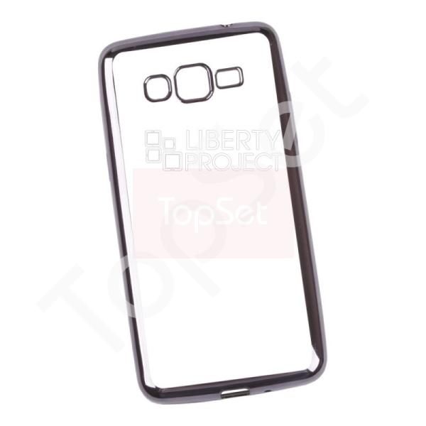 Силиконовый чехол "LP" Samsung Galaxy Grand Prime TPU (прозрачный с черной хром рамкой) европакет