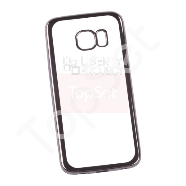 Силиконовый чехол "LP" Samsung Galaxy S6 Edge TPU (прозрачный с черной хром рамкой)