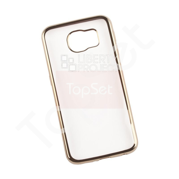 Силиконовый чехол "LP" Samsung Galaxy S6 TPU (прозрачный с золотой хром рамкой)