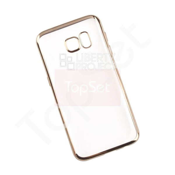 Силиконовый чехол "LP" Samsung Galaxy S7 TPU (прозрачный с золотой хром рамкой)
