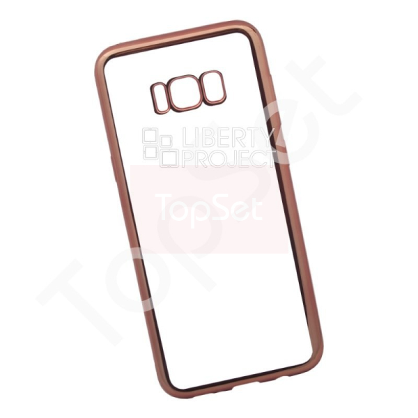 Силиконовый чехол "LP" Samsung Galaxy S8 Plus TPU (прозрачный с розовой хром рамкой) европакет