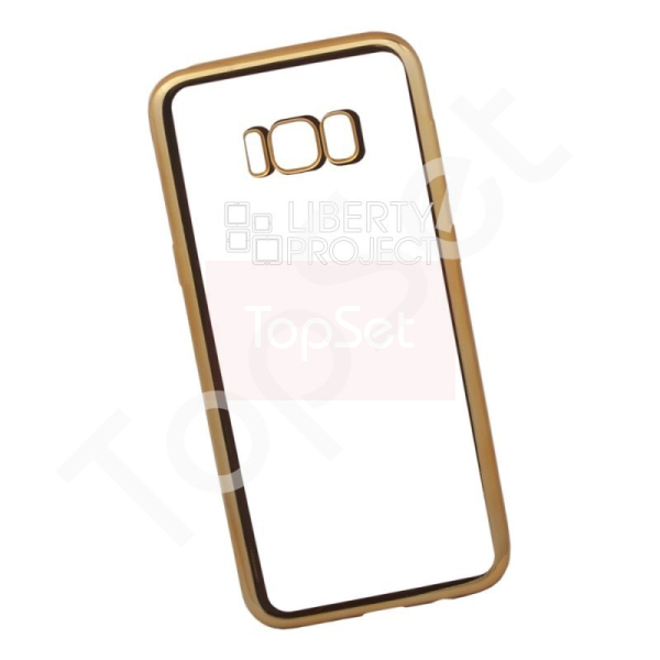 Силиконовый чехол "LP" Samsung Galaxy S8 Plus TPU (прозрачный с золотой хром рамкой) европакет