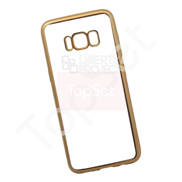 Силиконовый чехол "LP" Samsung Galaxy S8 TPU (прозрачный с золотой хром рамкой) европакет