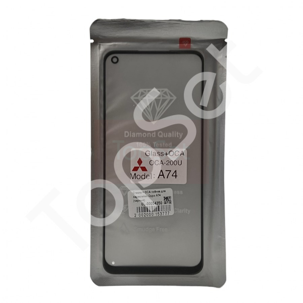 Стекло (переклей) + OCA OPPO A74 Черный