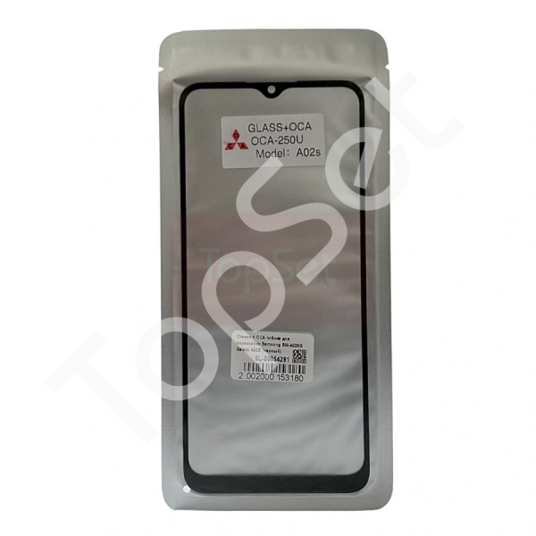 Стекло (переклей) + OCA Samsung A025G (A02S) Черный