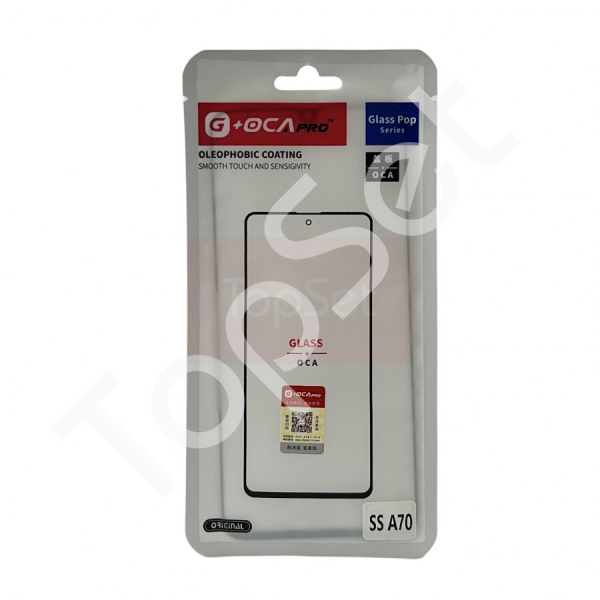 Стекло (переклей) + OCA Samsung A705F (A70) G+ Черное