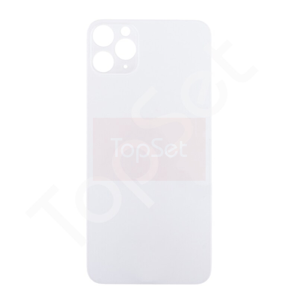 Задняя крышка iPhone 11 Pro Max (A2218) Белый (стекло, монолит, широкий вырез под камеру, логотип) - ПРЕМИУМ
