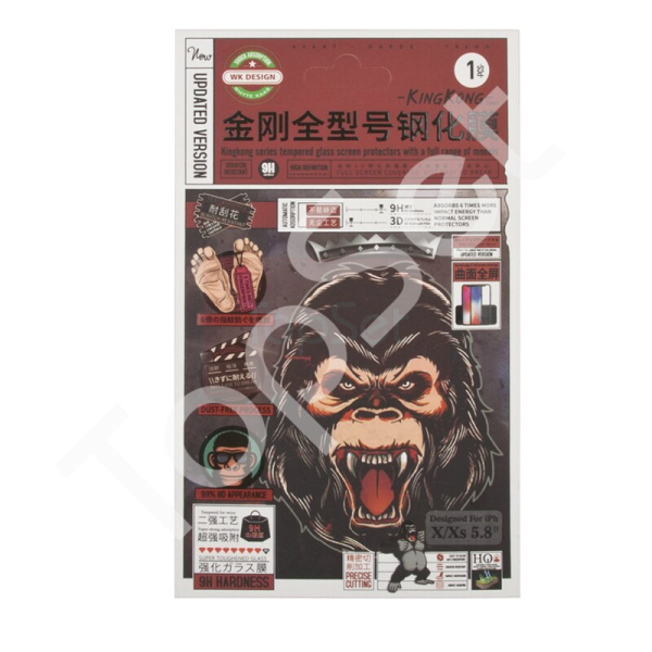 Защитное стекло 2,5D iPhone X/iPhone Xs/iPhone 11 Pro WK Kingkong Series Full Model Tempered Glass с рамкой 0,22 мм Черное Защитное стекло 2,5D iPhone X/iPhone Xs/iPhone 11 Pro WK Kingkong Series Full Model Tempered Glass с рамкой 0,22 мм Черное
